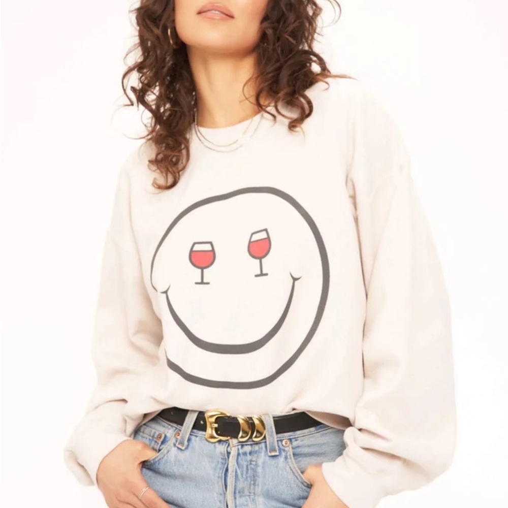 Project Social T Cream Smiley Sweatshirt